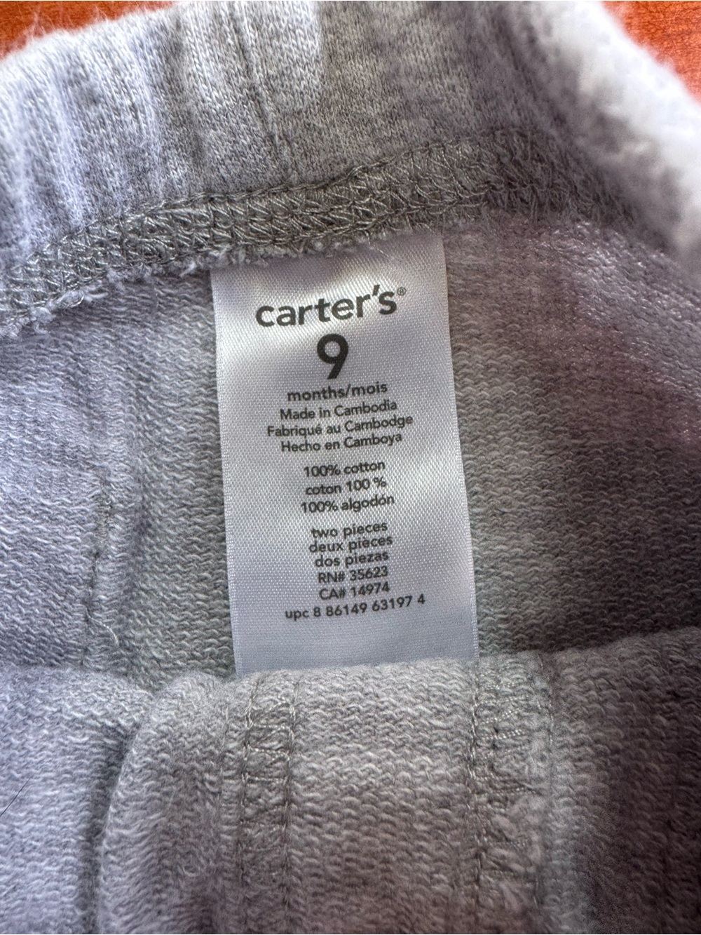 Carter's Navy & White Striped Bodysuit with Orange Elephant and Gray Pants - Picture 4 of 4